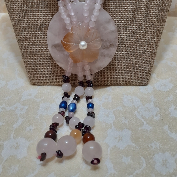 Multi semi-precious gemstone and pearl necklace - Picture 7 of 8